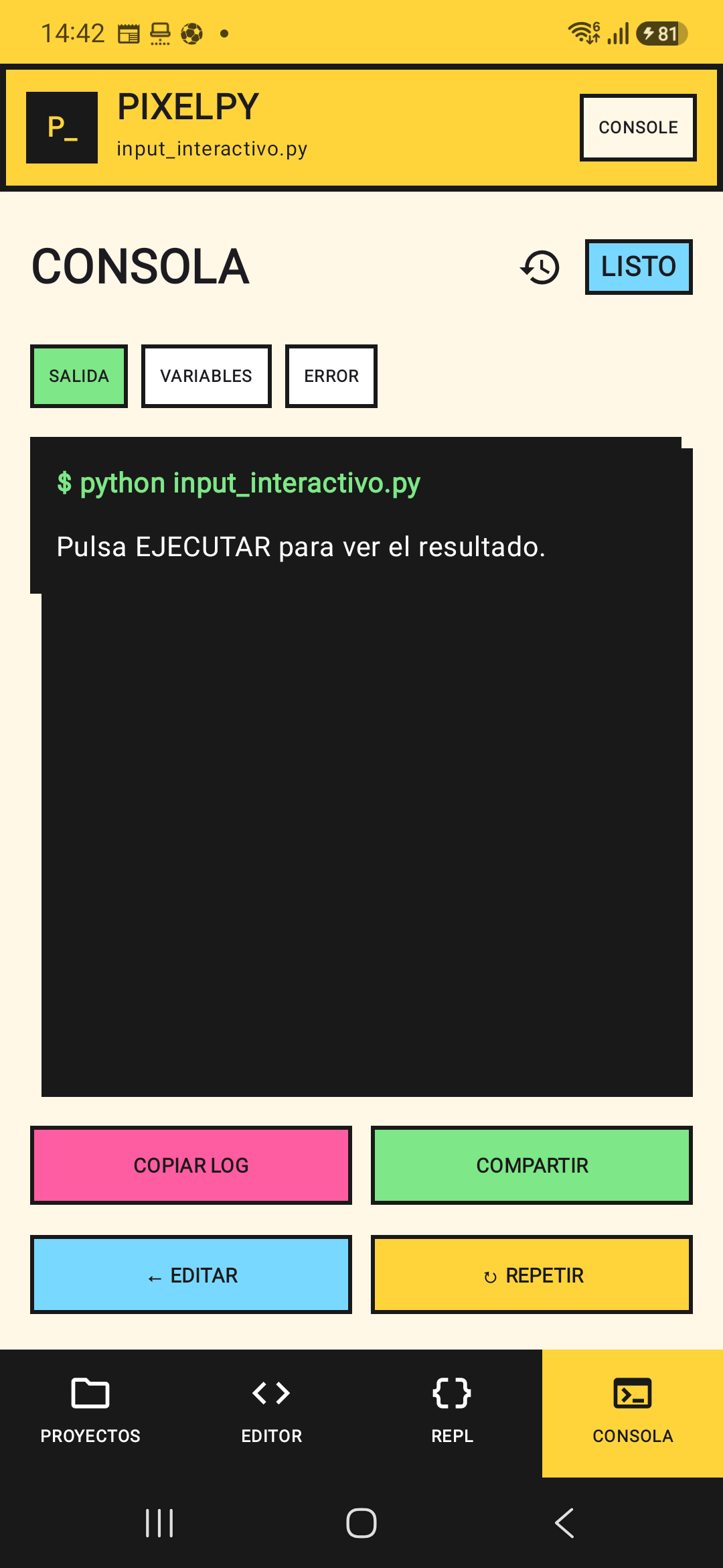 PixelPy execution and debugging console